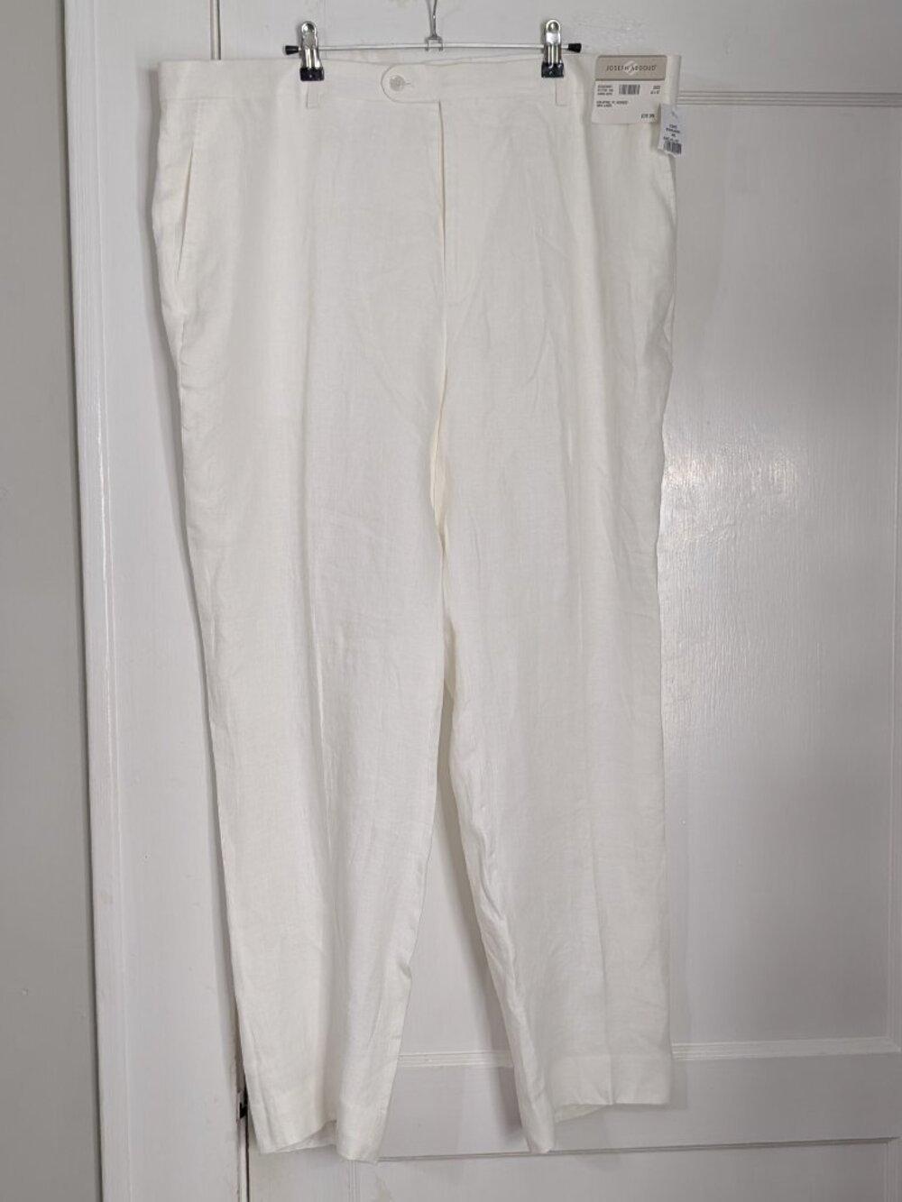 Joseph Abboud 100% Linen Men's White Dress Pants 42x32 Coastal NWT Lightweight